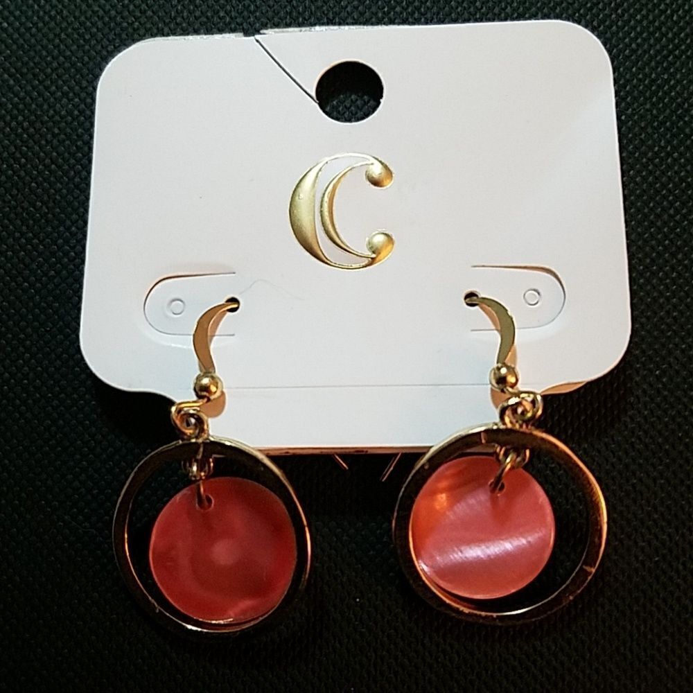 NWT Charming Charlie Gold & Pink Earrings